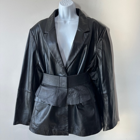 Genuine Leather Blazer Jacket By Jacklyn Smith Classics Size 26W - Picture 3 of 13